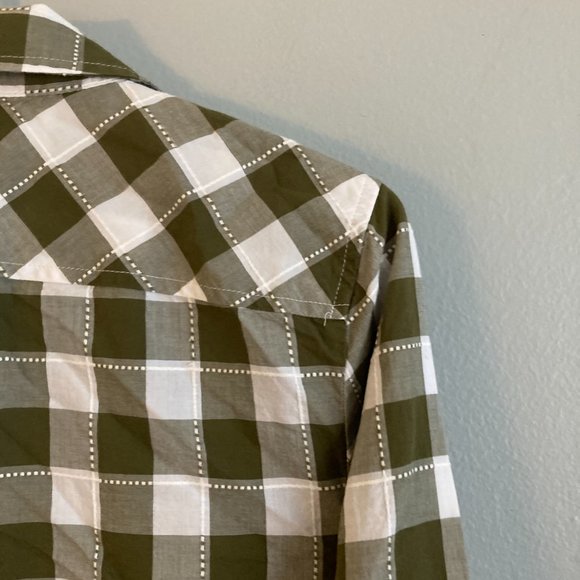 Talbots Women’s Blouse Size Small Petite Cotton Grey Brown Check - Picture 6 of 7